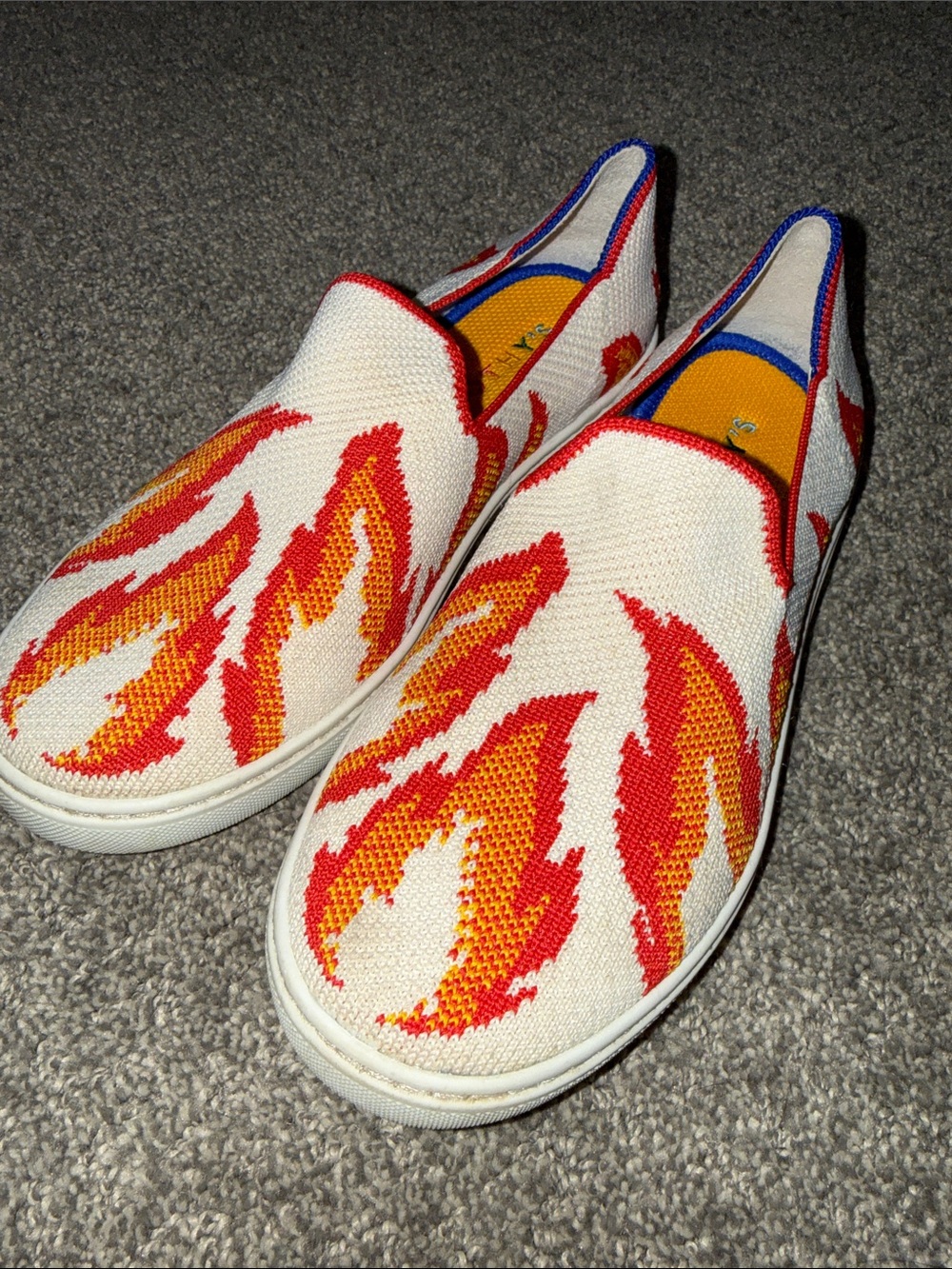 Rothy’s Kids Slip-On Sneakers Size 4 | Flame Print | Washable
